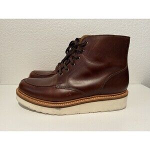 GRENSON ASA Brown Leather Boots Sz 7.5 Derby Lace Up Round Toe XL Extra Light